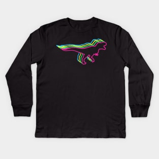 Tyranosaurus 80s Neon Kids Long Sleeve T-Shirt